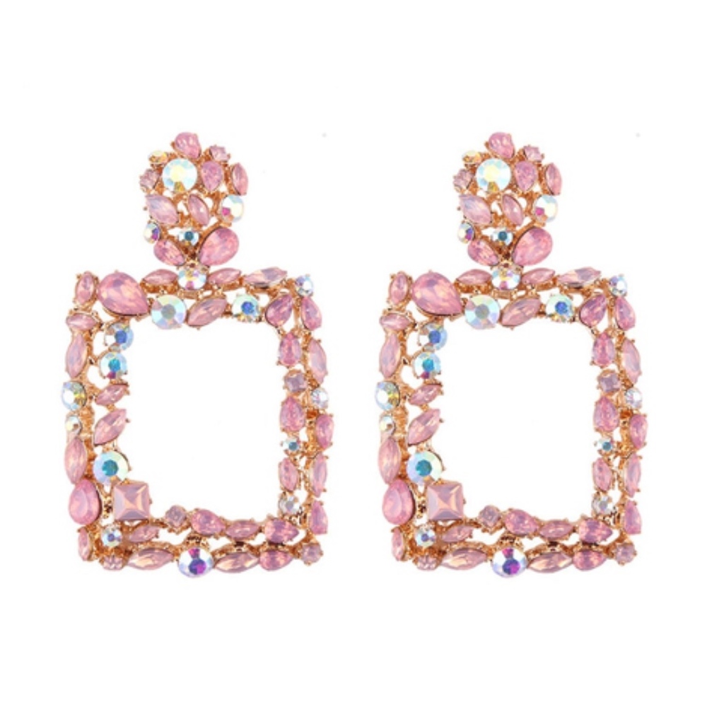Gold plated Crystal Drop down earrings doorbell